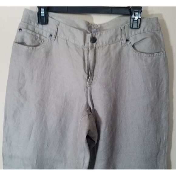 J. Jill Linen Pants Women size 8 Straight Birch Coastal Casual Lagenlook NEW - Picture 2 of 9